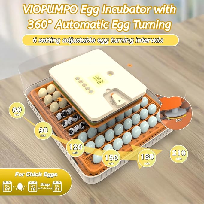 Egg Incubator for Hatching 56-154 Chicken/Quail/Turkey Eggs, 360° View Poultry - Image 3