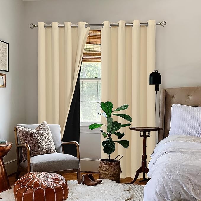 BGment Natural Blackout Curtains 95 Inches Long 2 Panels Set - Image 2