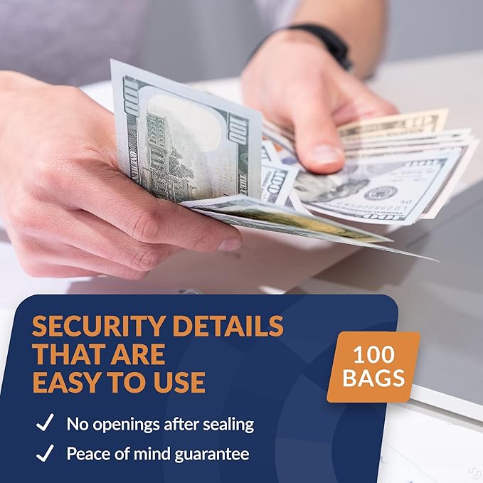 ControlTek SafeLok 12" x 16", 50 Bags, Tamper-Evident Deposit Bags - Image 5
