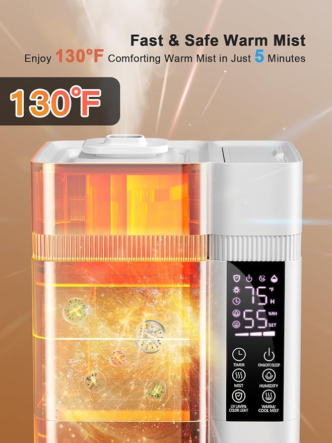13L/3.4Gal Humidifiers for Bedroom, Ultrasonic Warm & Cool Mist Humidifier - Image 3