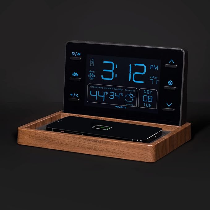 AcuRite Weather Valet with Qi-Certified Wireless Charging Pad, Auto-Dimming LCD - Image 2