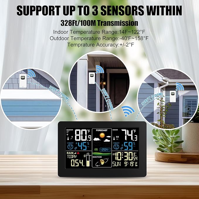 Weather Station with Rain Gauge Outdoor, Home Weather Stations Wireless Indoor - Image 4