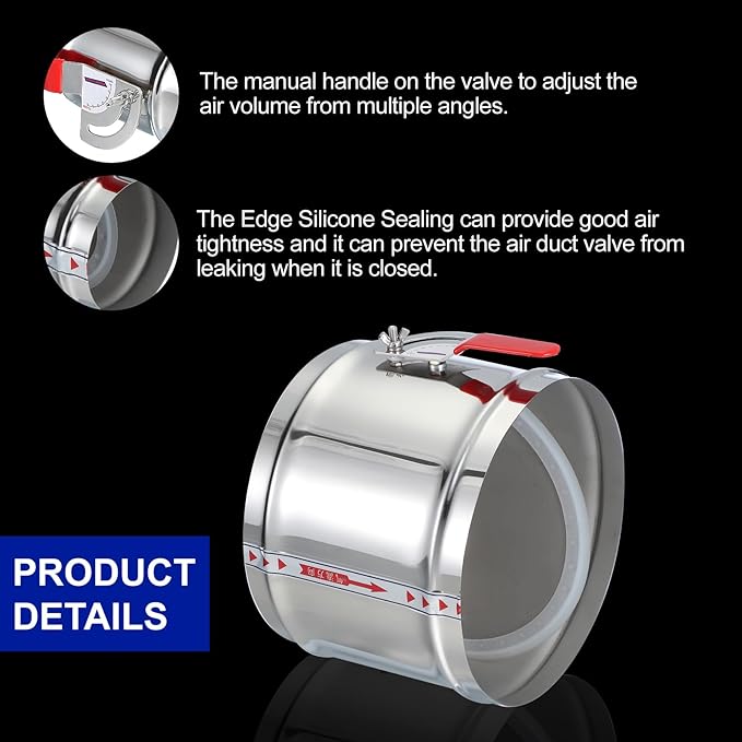PATIKIL HVAC Duct Manual Volume Backdraft Damper, 14 Inch, Airflow Ducting - Image 3