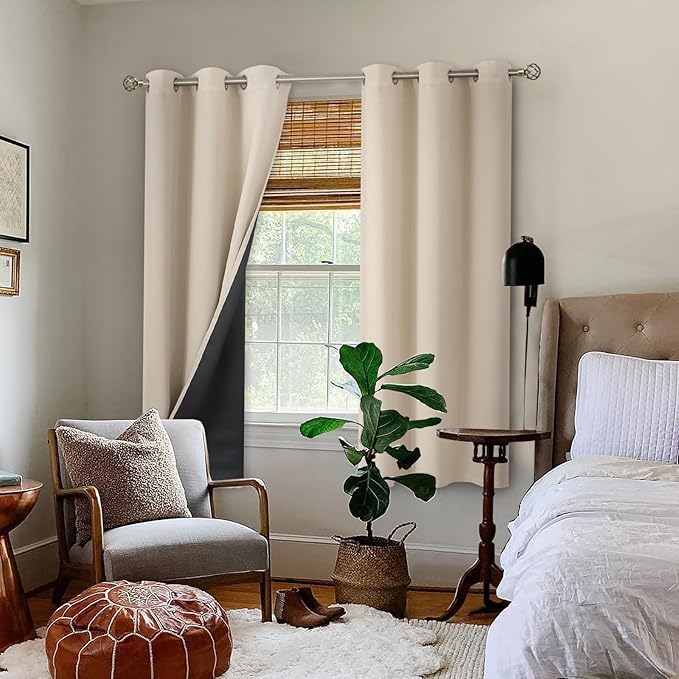 BGment Thermal Insulated 100% Blackout Curtains 63 Inch Length 2 Panels - Image 2