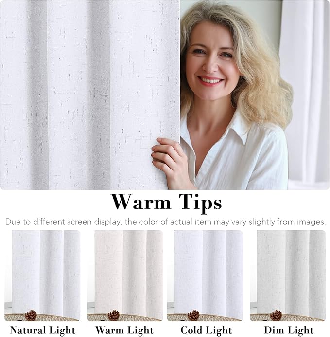 H.VERSAILTEX Linen Blackout Curtains 45 Inches Long 100% Blackout Thermal - Image 5