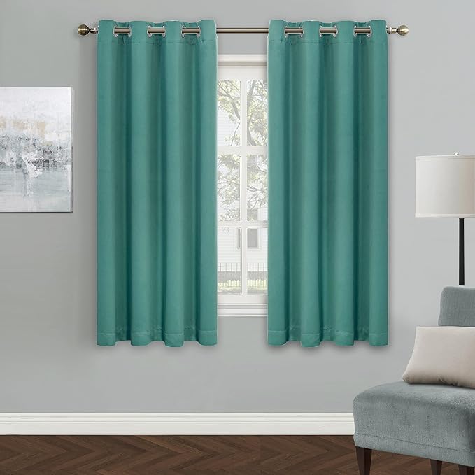 MYSKY HOME Bedroom Curtains 63 Inches Long Blackout Curtains by MYSKYHOME