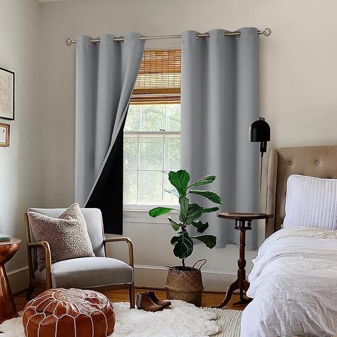BGment Thermal Insulated 100% Blackout Curtains 63 Inch Length 2 Panels - Image 2