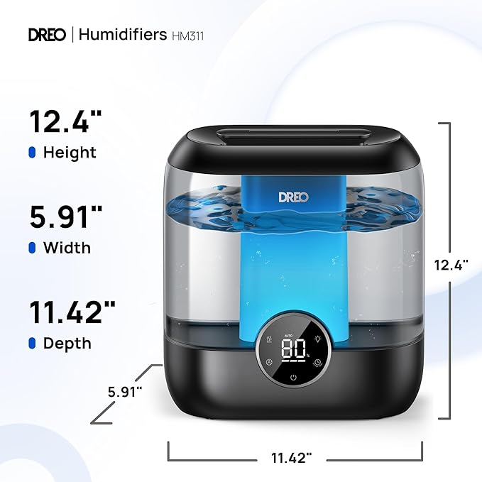 DREO 6L Top Fill Humidifiers for Bedroom, 60H Runtime 28 dB Quiet Supersized - Image 9