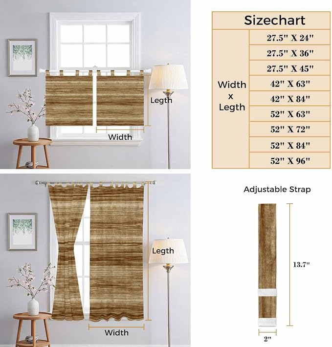 Vintage Western Kitchen Curtains 45 Inch Length, Short Cafe Window Curtains Tab - Image 8