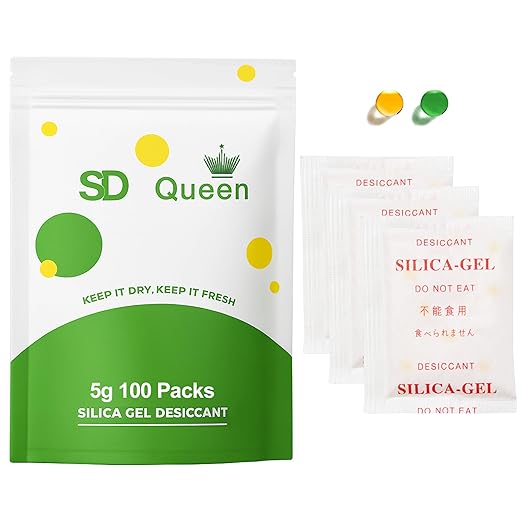 100-Pack 5g Silica Gel Packets – Premium Food Grade Rechargeable Desiccant by SD+Queen