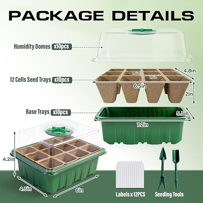 Seed Starter Tray Kit 10 Pack, Seed Starting Trays - Image 2