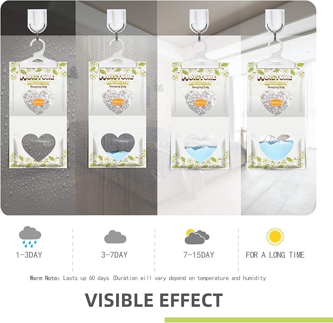 14 Pack Moisture Absorber Hanging Bags, 220g/Pack Fagrance Free Moisture Bag - Image 4