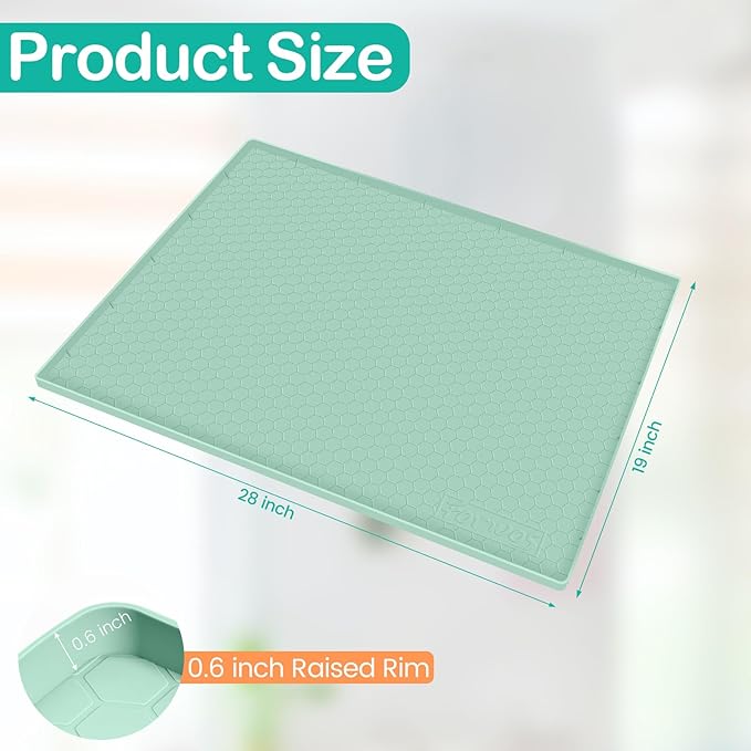 Waterproof Under Sink Mat 28" x 19", Silicone Cabinet Liner, Rubber Protector - Image 2