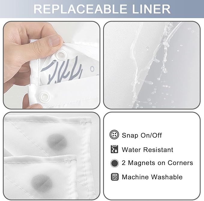 Extra Long No Hook Shower Curtain - Image 5