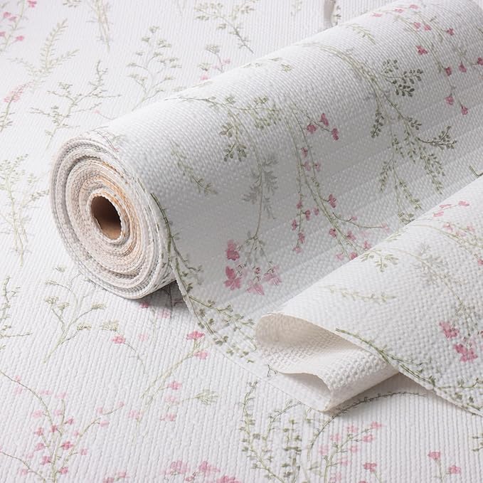Floral Drawer and Shelf Liner for Cabinets 24IN x 10FT, Non-Adhesive and Strong by Amiitay