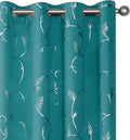 BUHUA Blackout Curtain 2 Panel Set Silver Vine Foil Print Thermal Insulated by BUHUA