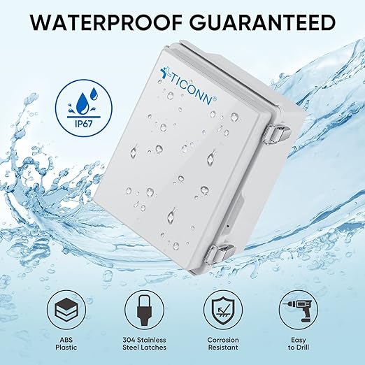 TICONN Outdoor Electrical Box Waterproof, Junction Box IP67 ABS Plastic - Image 2