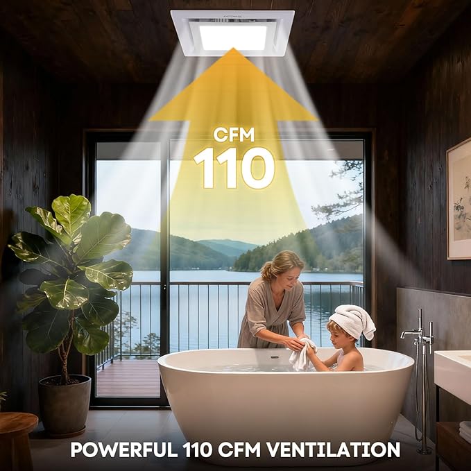 Bathroom Exhaust Fan with Light 10" Ultra Quiet 1.0 Sones, Exhaust Fan Mounting - Image 9