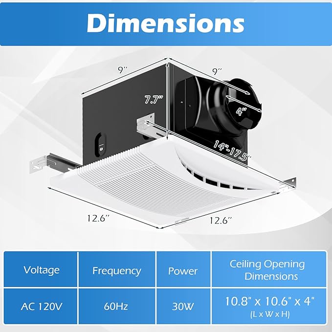 COSTWAY Bathroom Exhaust Fan, 110 CFM Ceiling Mount Exhaust Ventilation Fan - Image 9
