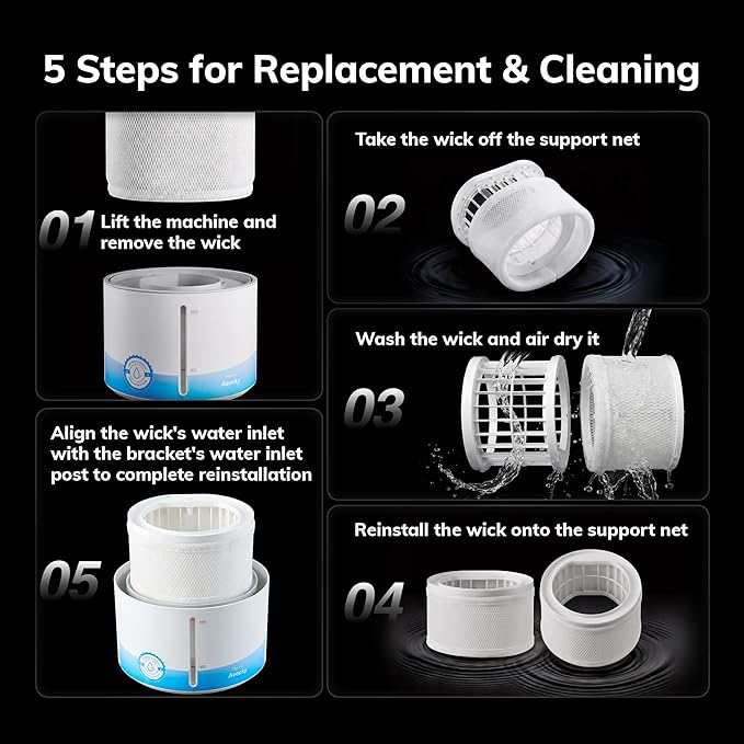 Evaporative Humidifier for Baby, Aeocky 4.5L Humidifiers for Bedroom, Large Room - Image 7
