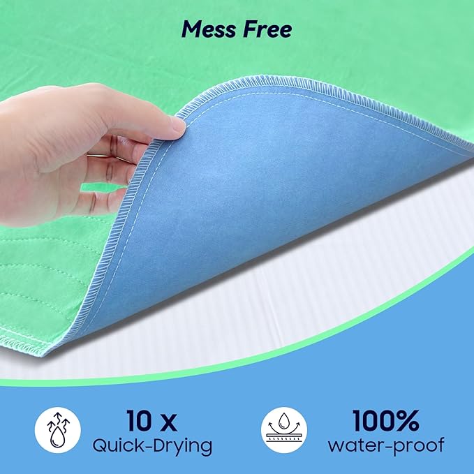 6 Pack 24” x 24” Extra Heavy Absorbency Washable Underpads, Waterproof Nursing - Image 4