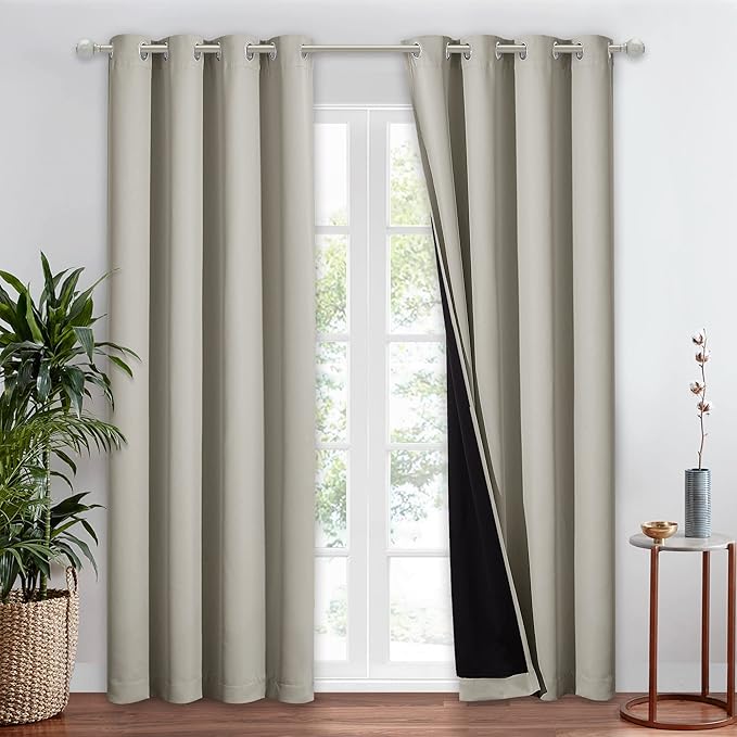 NICETOWN Natural 100% Blackout Window Curtain Panel, Cold and Full Light by NICETOWN
