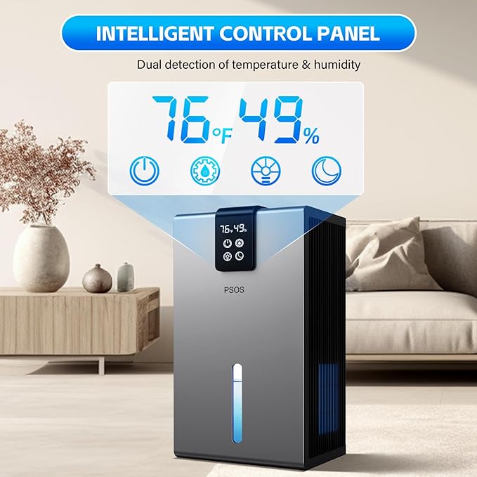 Dehumidifier, Dehumidifiers for Home, 98 OZ Water Tank, Quiet Dehumidifier for - Image 6