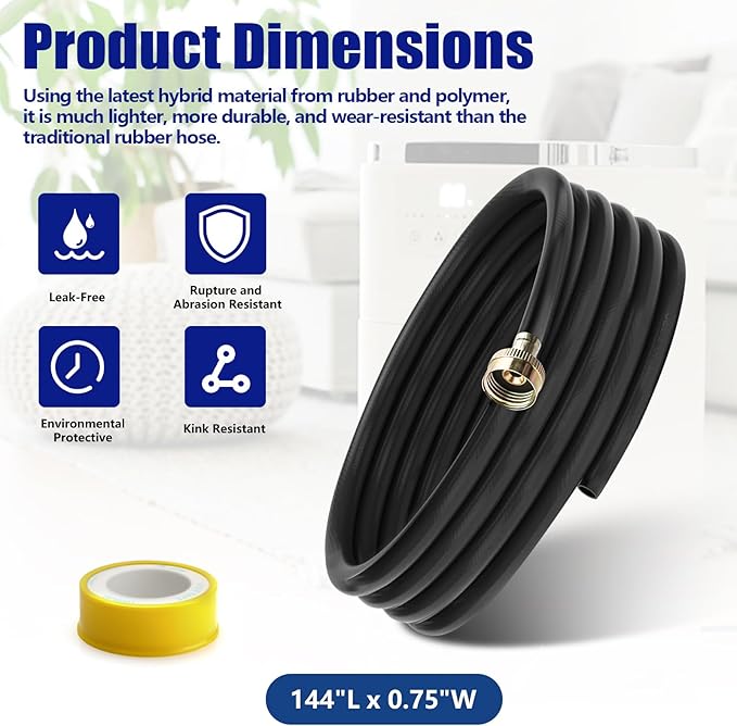 Dehumidifier Drain Hose 3/4 Inch FHT, 12 Foot, - Image 2
