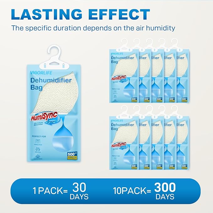 Moisture Absorbers 10 Pack, 9.8 Oz Hanging Closet Dehumidifier Bags, Portable - Image 3