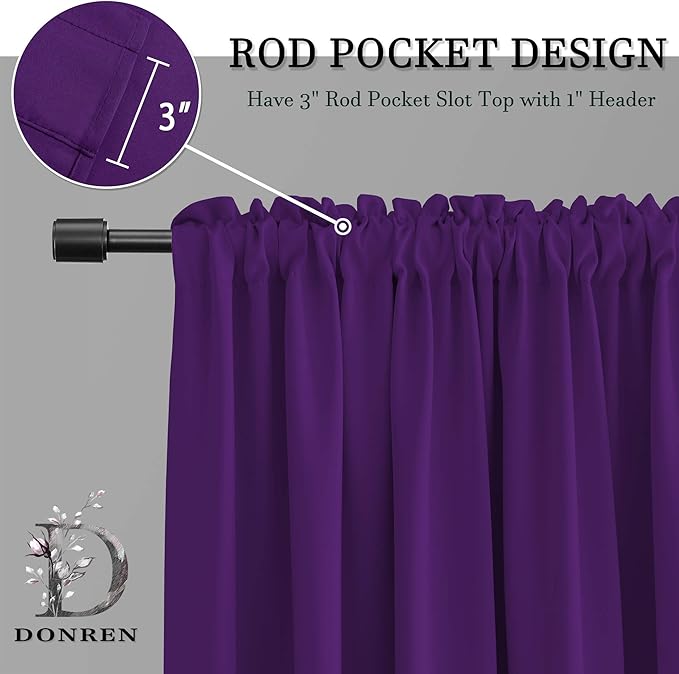DONREN Extra Long 108 inch Length Blackout Curtains - Image 3