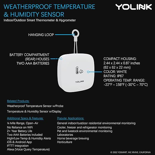 YoLink Smart Outdoor Temperature & Humidity Sensor, Hygrometer, Thermometer - Image 8