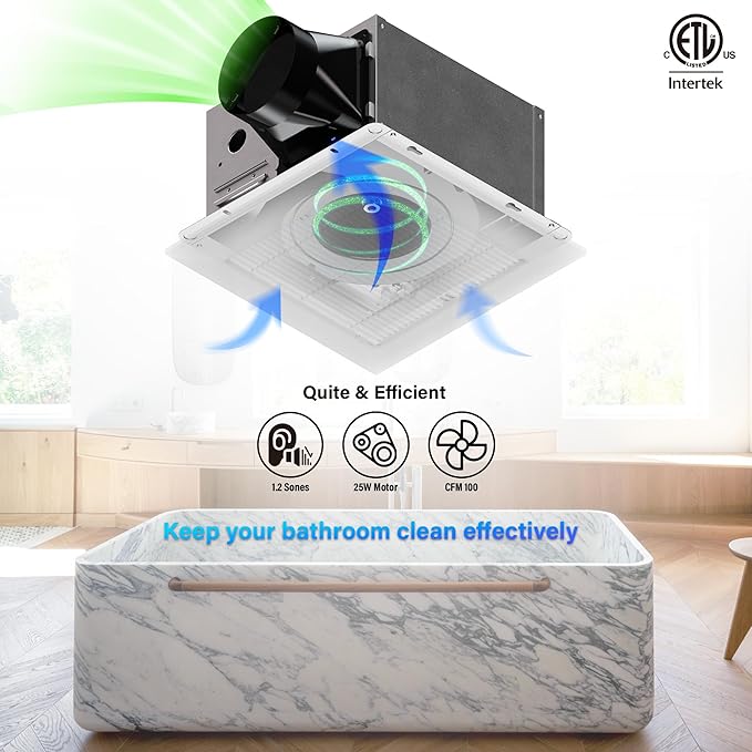 Ventilation Fan With Grille for Bathroom and Home, 25W Ceiling Mount Shower - Image 3