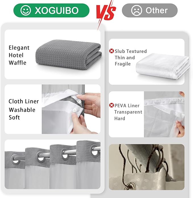 No Hook Shower Curtain and Liner Set - Image 5