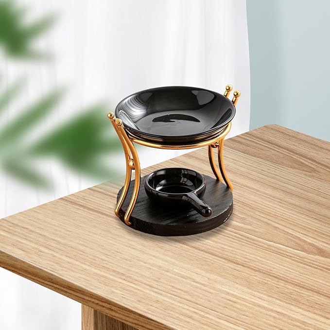 Tealight Candle Holder Oil Burner Wood Ceramic Aromatherapy Diffuser Wax Melt - Image 4
