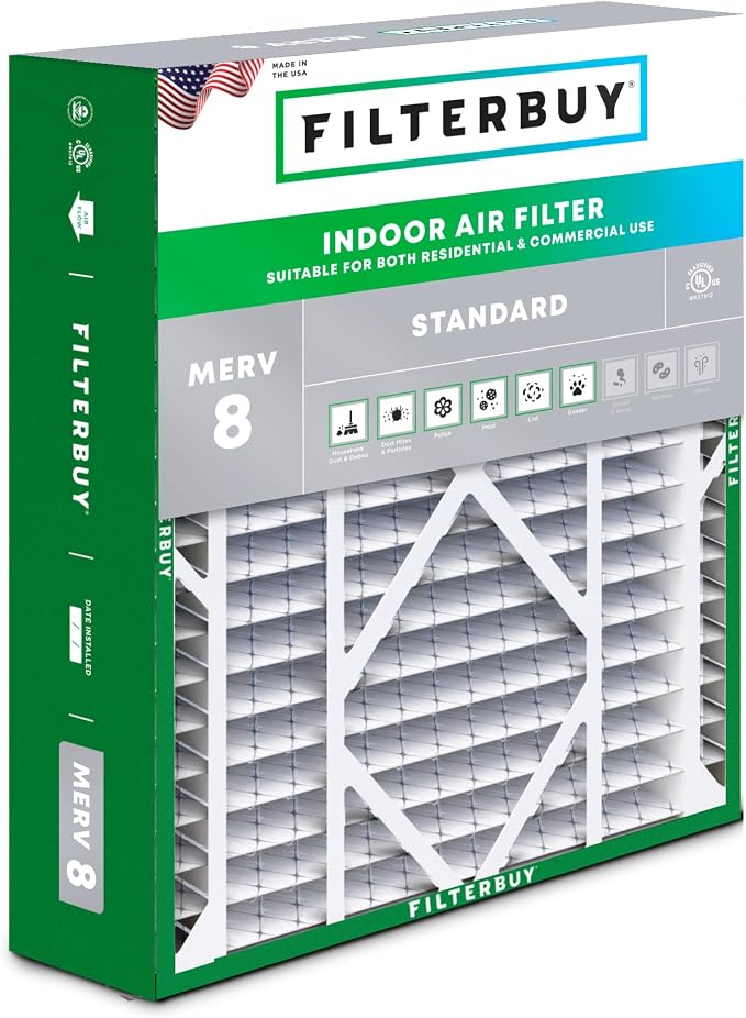 Filterbuy 20x21x5 Air Filter MERV 8 Essential Dust & Allergy Defense, by Filterbuy