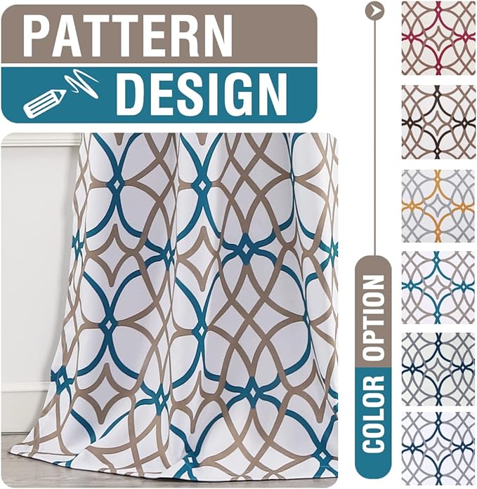 H.VERSAILTEX Blackout Curtains Printed Design 63 Inch Length 2 Panels Set - Image 5