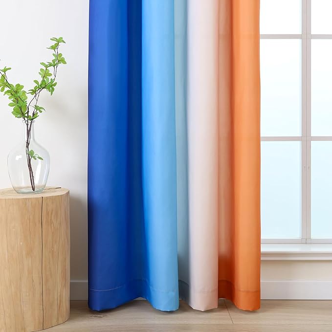 L.Z.E Navy Blue Orange Ombre Privacy Curtains 63 Inches Long - Image 5