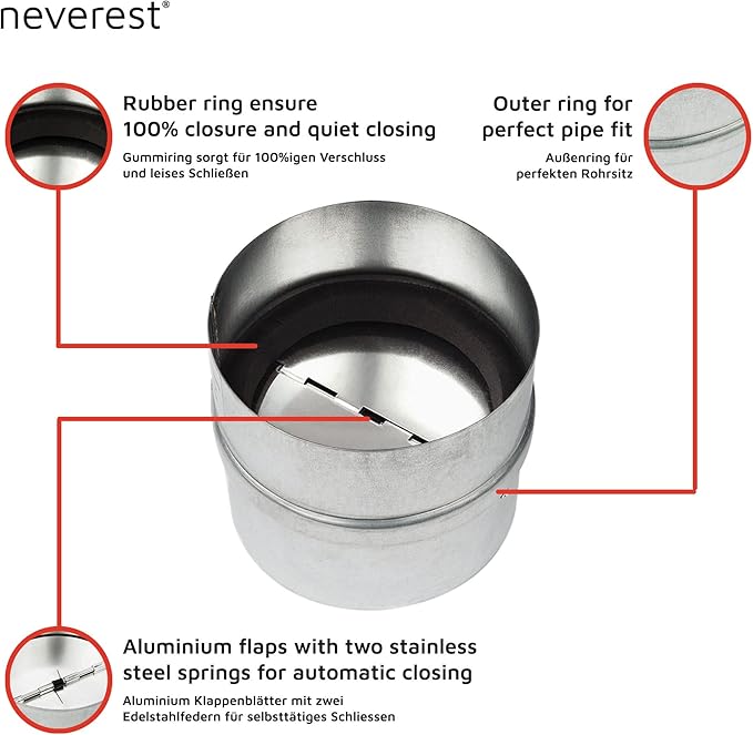 neverest® RK 4" Professional Backdraft Shutter Damper Connector Duct Fits Only - Image 3
