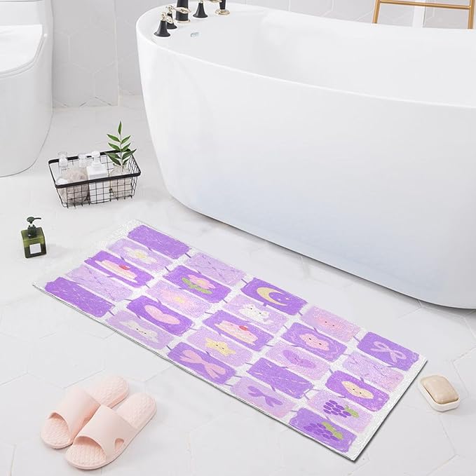 Purple Flower Cake Grid Bath mats - Image 8