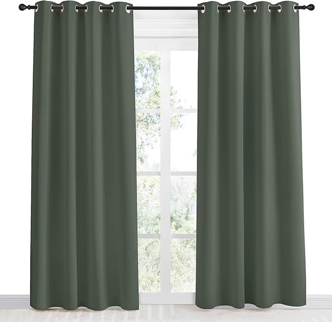 NICETOWN Blackout Curtain for Living Room 86 inch Long, 1 Panel, Dark Mallard - Image 2