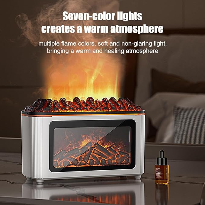 Aroma Diffuser with Fireplace Effect | 160 ml Ultrasonic Quiet Humidifier with - Image 4