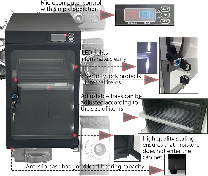 Modern 30L Camera Storage Box, Electronic Dry Cabinet, Digital Control - Image 6