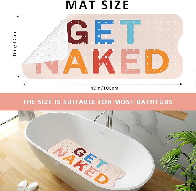 Get Naked Bath Mat for Tub, Non Slip Bathtub Mat for Baby Rubber Tub Mat - Image 3