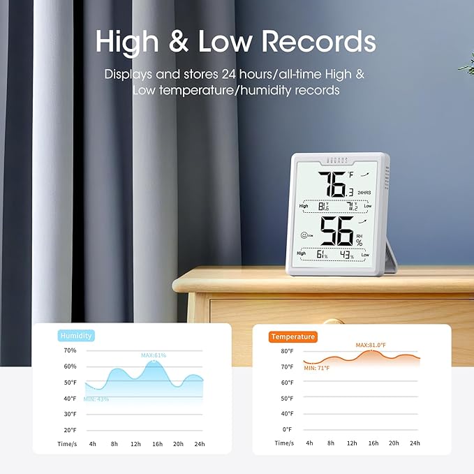 DOQAUS Digital Hygrometer Room Thermometer Indoor, Humidity Meter - Image 6
