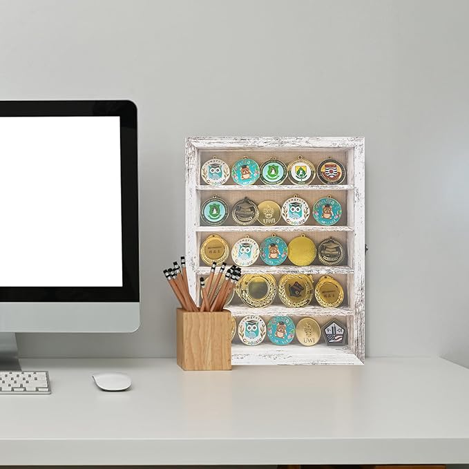 Shadow Box Frame with Removable Shelves, Coins Military Medals Pins Wedding - Image 5
