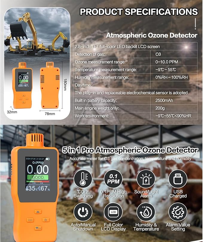 Ozone Detector, O3 Air Quality Meter Indoor, Portable Air Quality Monitor - Image 6