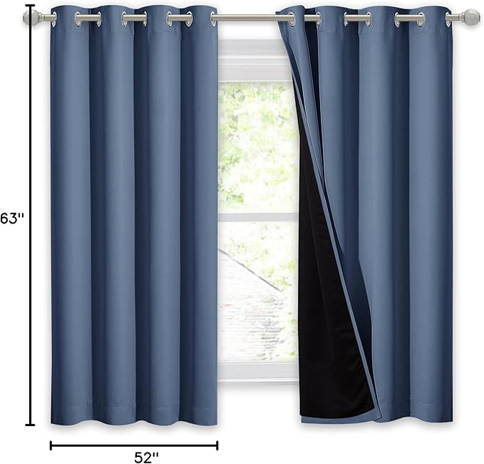 NICETOWN 100% Blackout Curtain Panel, Thermal Insulated Black Liner Curtain - Image 9