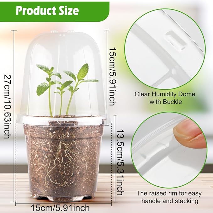 6 Inch Clear Nursery Pots with Humidity Dome, 15 Pack Durable Seed Starting Pot - Image 5