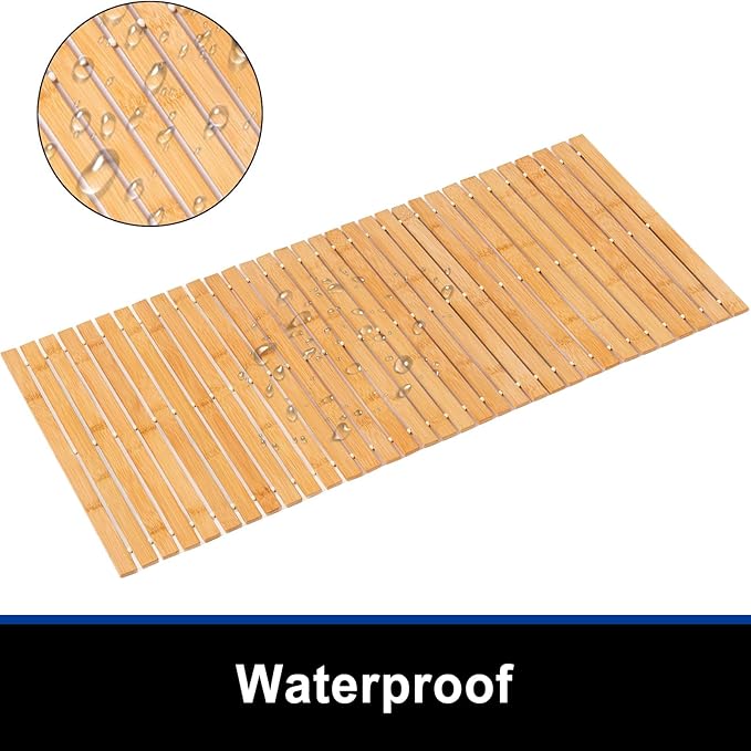 Bath Mat Bathroom Runner Long Large Rugs Floor Wood Shower Bathtub Waterproof - Image 2