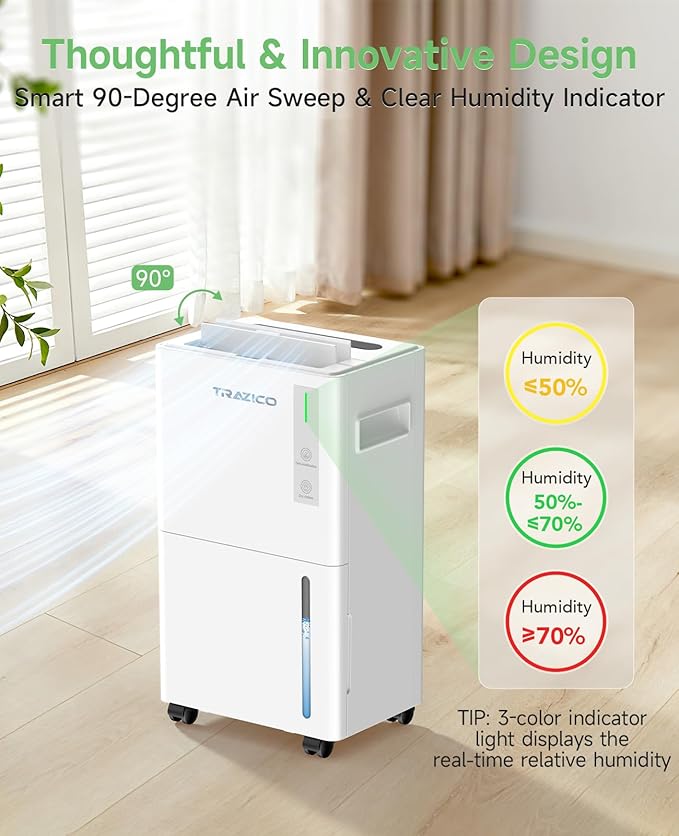 1500 Sq.ft Dehumidifier for Basement, Trazico 21 Pint Quiet Dehumidifiers for - Image 9